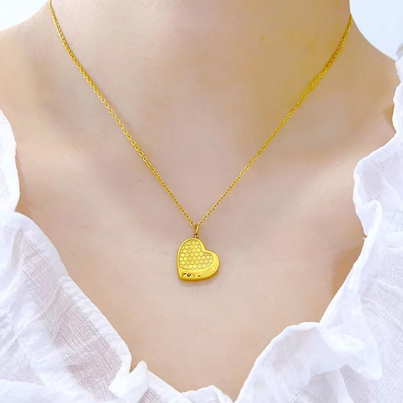 Kalung Sisik Ikan Kotak Emas 18K - Stainless Steel Anti Kusam Gaya Korea - 我的商店