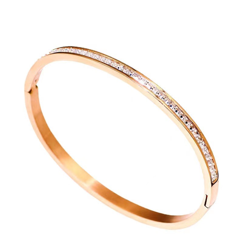 Gelang Mewah Wanita - Berlian & Emas 18K Stainless Steel Anti Pudar - 我的商店