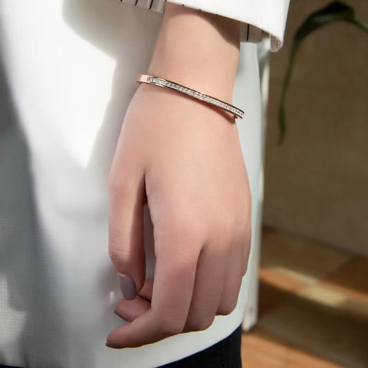 Gelang Mewah Wanita - Berlian & Emas 18K Stainless Steel Anti Pudar - 我的商店