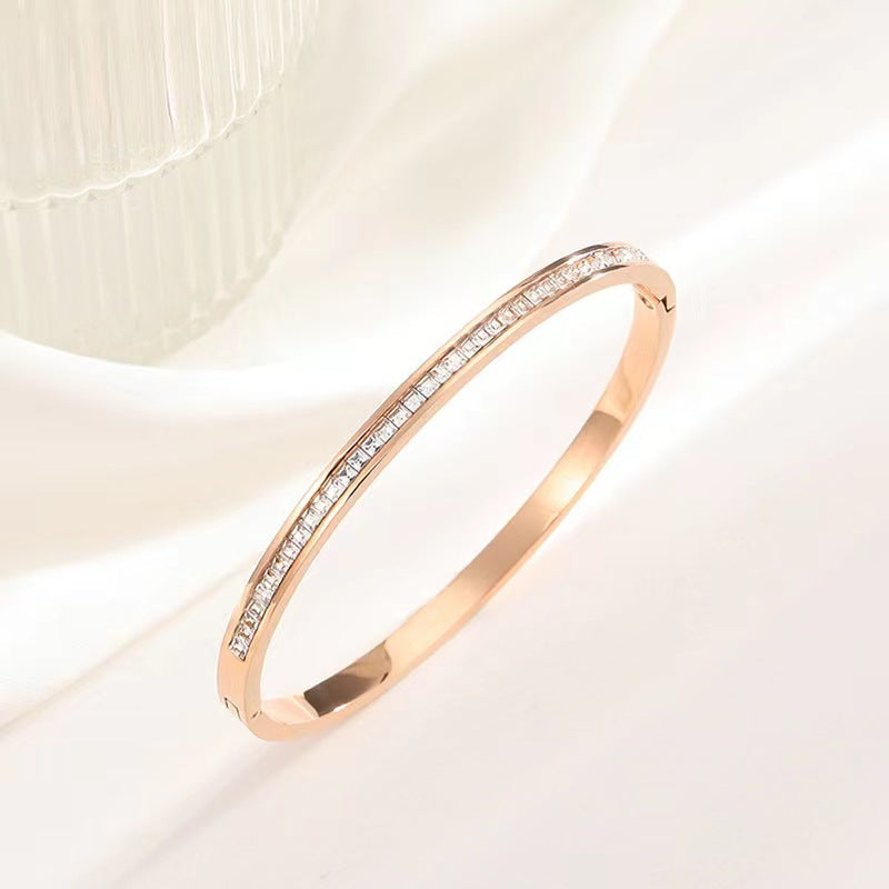Gelang Mewah Wanita - Berlian & Emas 18K Stainless Steel Anti Pudar - 我的商店