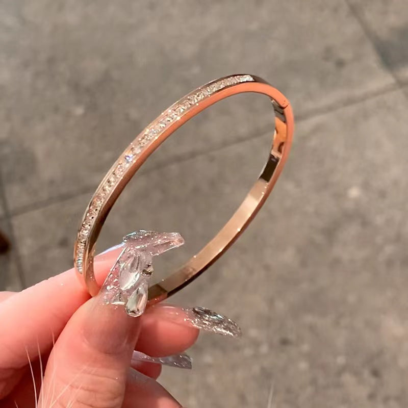 Gelang Mewah Wanita - Berlian & Emas 18K Stainless Steel Anti Pudar - 我的商店