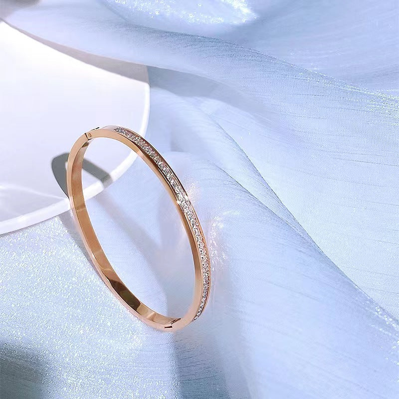 Gelang Mewah Wanita - Berlian & Emas 18K Stainless Steel Anti Pudar - 我的商店