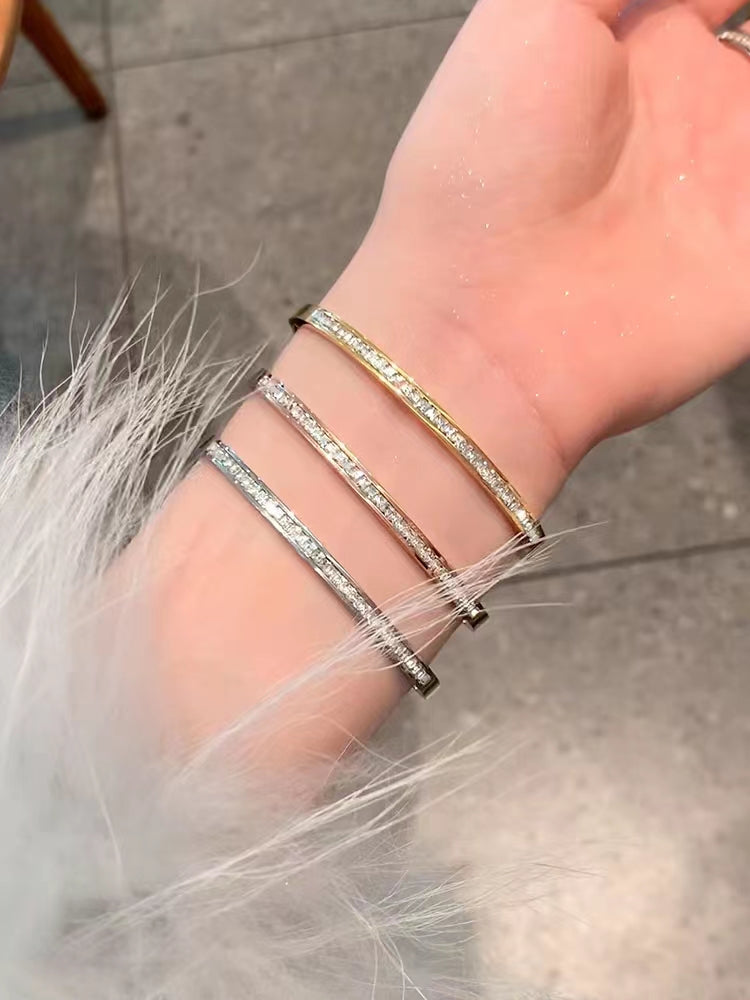 Gelang Mewah Wanita - Berlian & Emas 18K Stainless Steel Anti Pudar - 我的商店