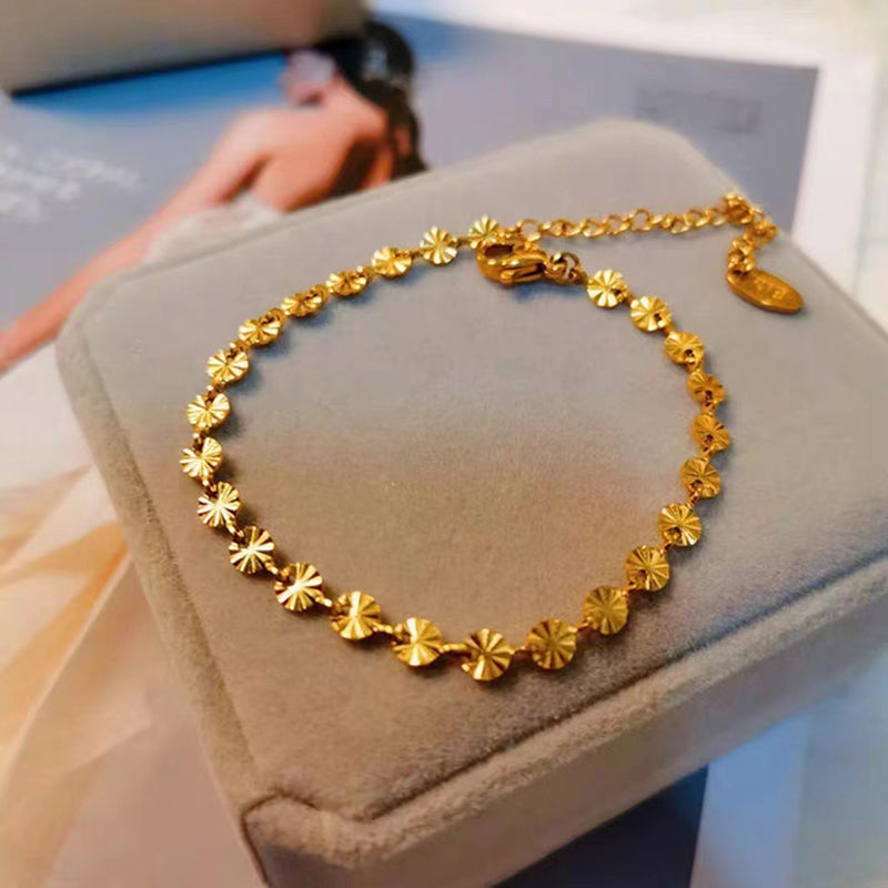 Grosir Gelang Wanita Stainless Steel Motif Kelopak Bunga - Trendi & Tidak Kusam! - 我的商店