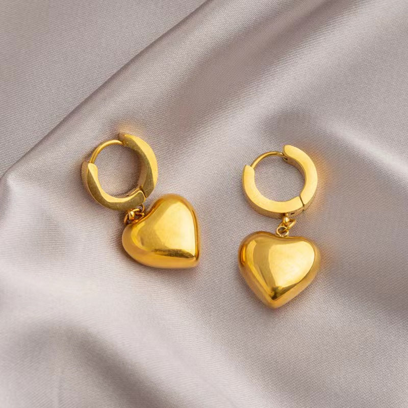 Hikaw Emas 18K Anti Pudar - Lucky Ball Stainless Steel untuk Wanita | Anting Hypoallergenic & Tahan Lama - 我的商店