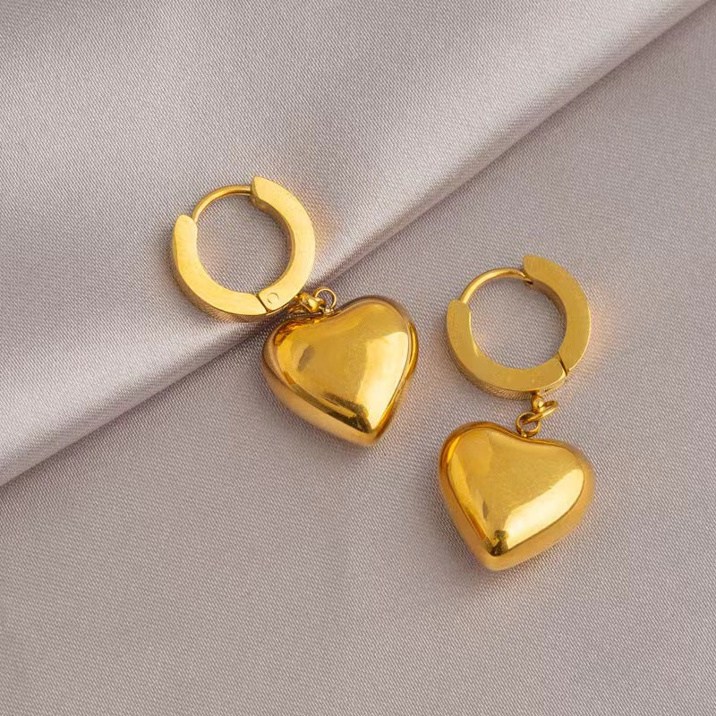 Hikaw Emas 18K Anti Pudar - Lucky Ball Stainless Steel untuk Wanita | Anting Hypoallergenic & Tahan Lama - 我的商店