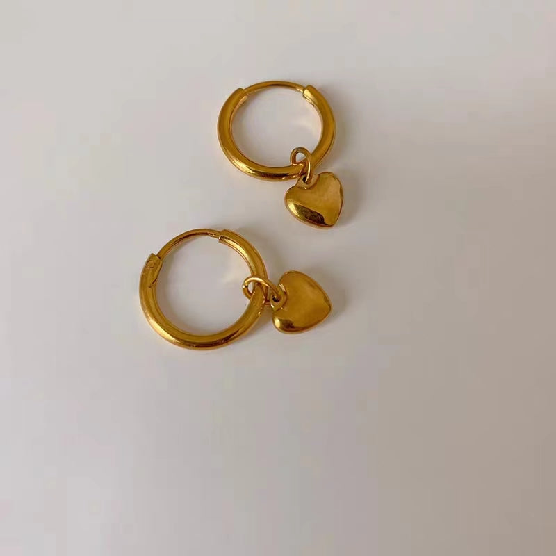 Hikaw Emas 18K Anti Pudar - Lucky Ball Stainless Steel untuk Wanita | Anting Hypoallergenic & Tahan Lama - 我的商店