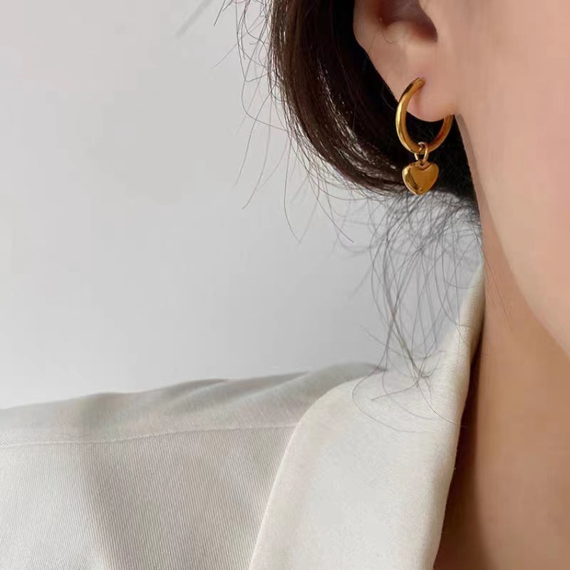 Hikaw Emas 18K Anti Pudar - Lucky Ball Stainless Steel untuk Wanita | Anting Hypoallergenic & Tahan Lama - 我的商店