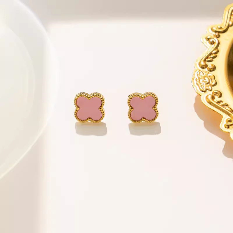 Four-clover leaf Set Kalung Keberuntungan - Perhiasan Wanita Anti Karat dari Baja Tahan Karat - 我的商店