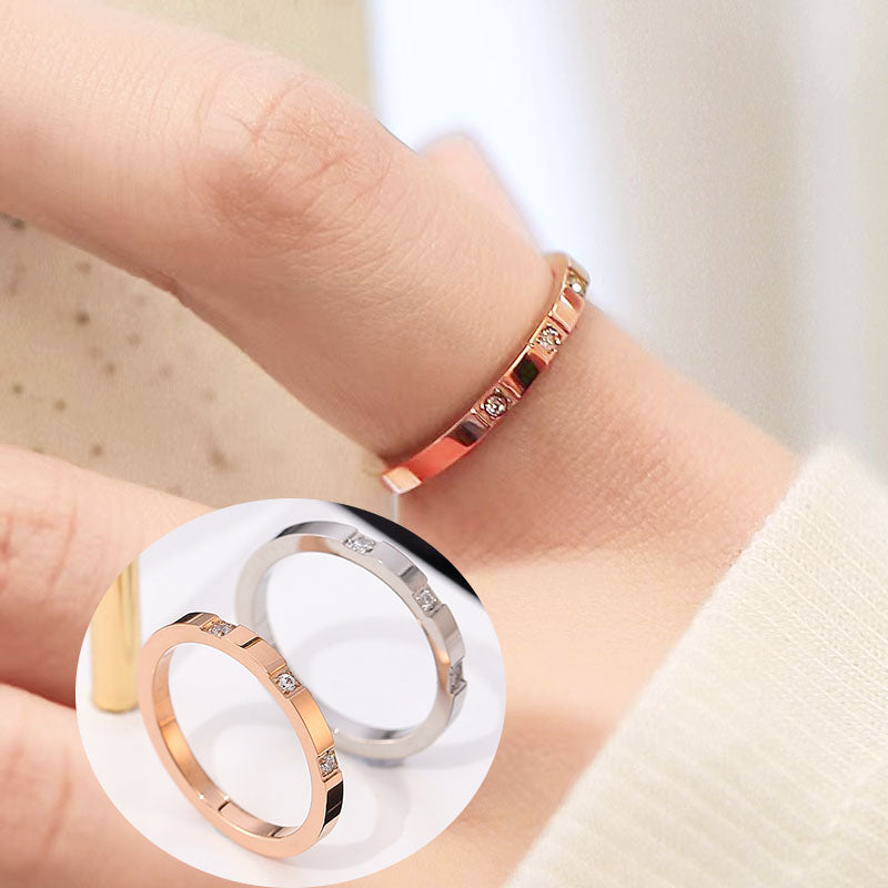 Cincin Mini untuk Wanita - Stainless Steel Lapisan Emas 18k | Aksesoris Pasangan Murah dan Elegan - 我的商店