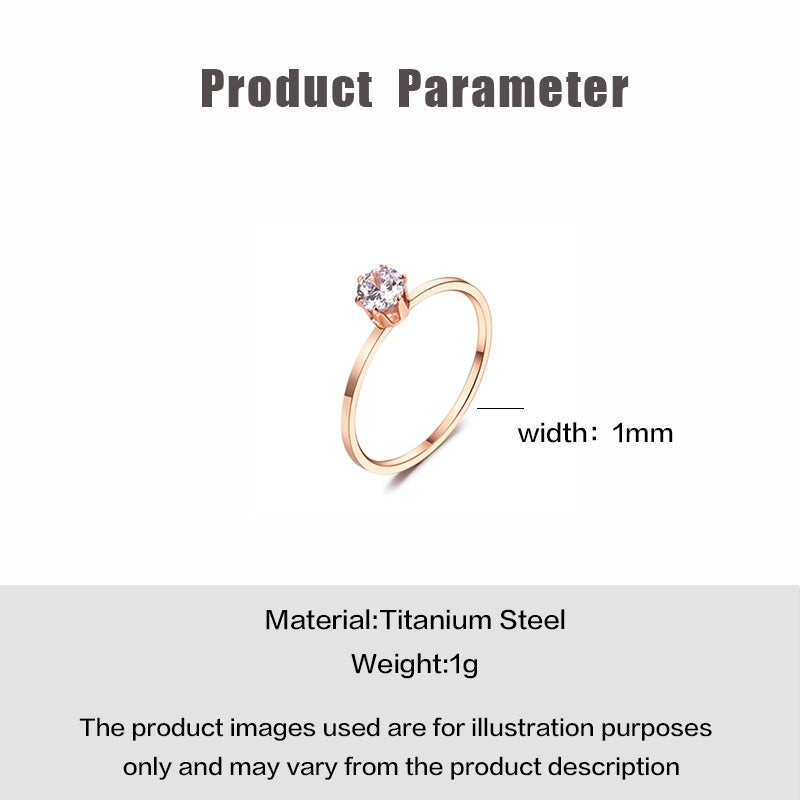 Cincin Tunangan Emas Rose - Berlian 1 Karat, Titanium Steel Anti Karat untuk Wanita - 我的商店