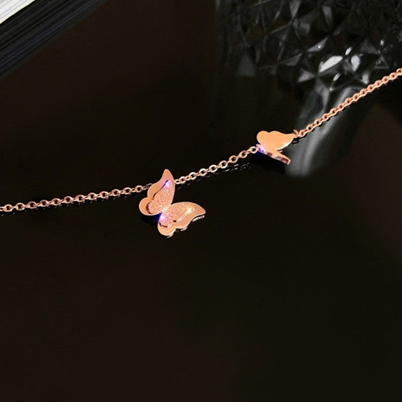 Gelang Kupu-Kupu Emas 18k untuk Wanita - Gelang Kaki Titanium Steel Anti Karat | Perhiasan Elegan - 我的商店