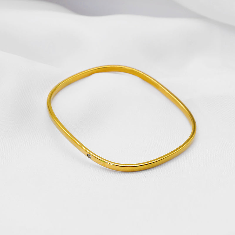 Gelang Wanita Vintage Minimalis - Stainless Steel Lapis Emas 18K Anti Kusam, Aksesoris Fashion Elegan - 我的商店