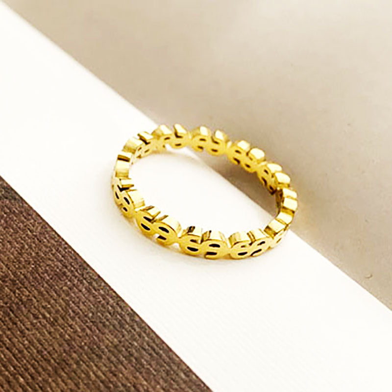 Cincin Money Catcher untuk Wanita - 18k Emas Stainless Steel Anti Pudar | Aksesoris Fashion Elegan - 我的商店