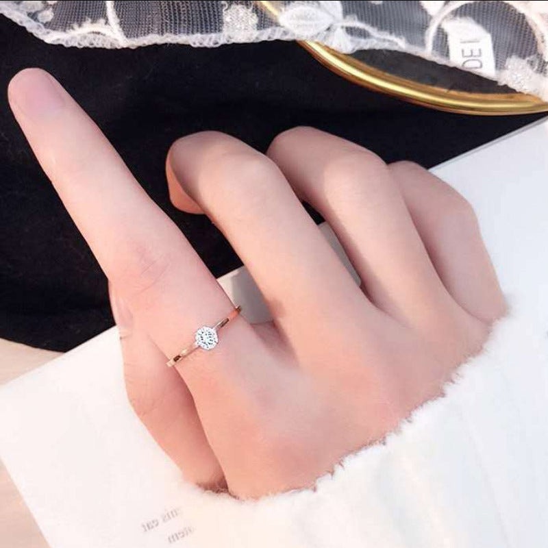 Cincin Berlian 1 Karat Wanita - Titanium Steel Lapis Rose Gold, Anti Karat untuk Tunangan & Pernikahan - 我的商店