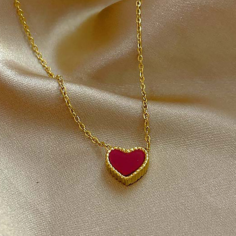 Kalung Choker Wanita Vintage - Warna Emas, Hitam & Merah, Stainless Steel Anti Kusam - 我的商店