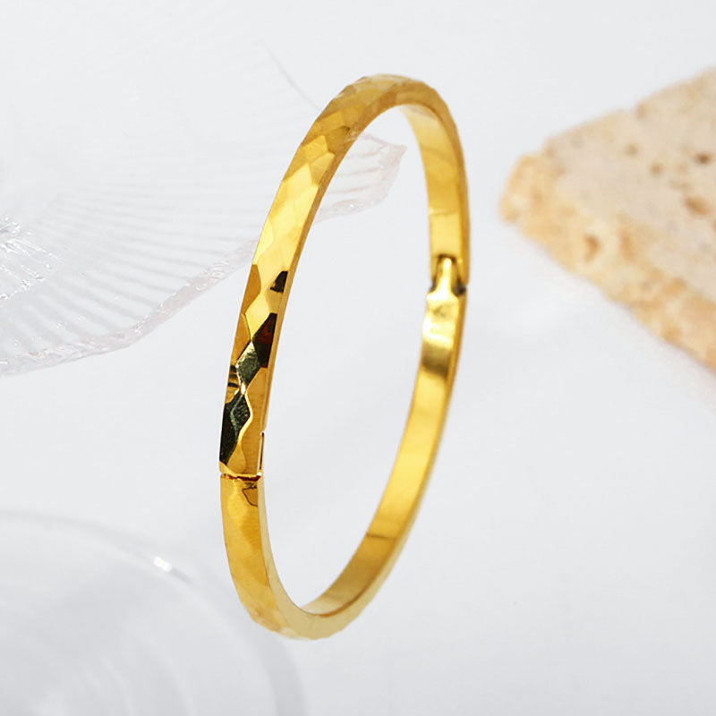 Gelang Wanita Retro Lapis Emas 18K - Stainless Steel, Tidak Kusam, Elegan & Cocok untuk Prom! - 我的商店