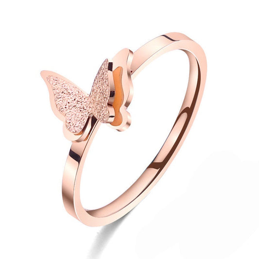 Grosir Cincin Kupu-Kupu Fashion untuk Wanita – Baja Tahan Karat, Lapisan Emas 18K, Perhiasan Mewah Kore - 我的商店