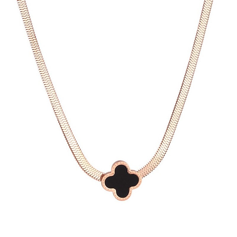 Kalung Liontin Angka Romawi Bulat 18K Emas Rose untuk Wanita – Perhiasan Baja Titanium Anti Karat - 我的商店