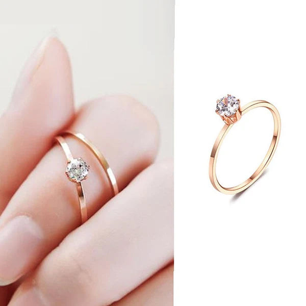 Cincin Tunangan Emas Rose - Berlian 1 Karat, Titanium Steel Anti Karat untuk Wanita - 我的商店
