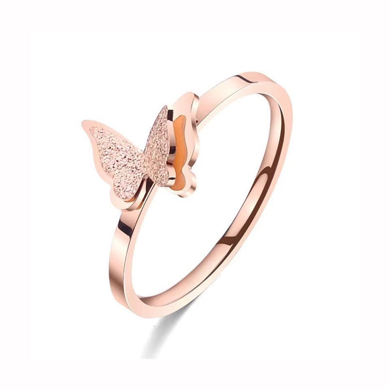 Cincin Wanita Stainless Steel - Lapis Emas, Tidak Kusam & Tidak Pudar, Elegan & Trendi! - 我的商店
