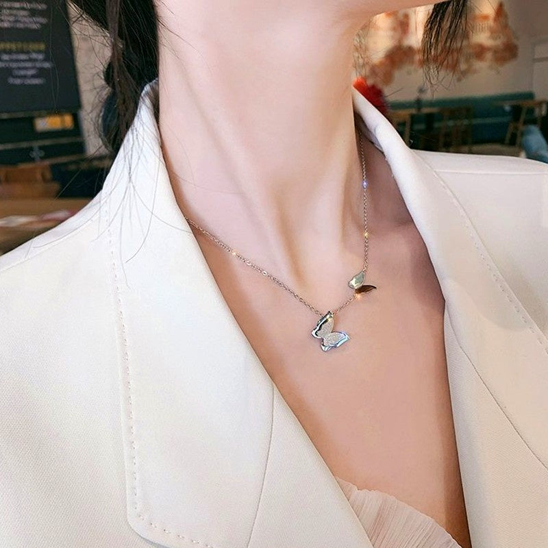 Kalung Liontin Kupu-Kupu Emas 18K - Stainless Steel Anti Kusam & Anti Karat untuk Wanita - 我的商店