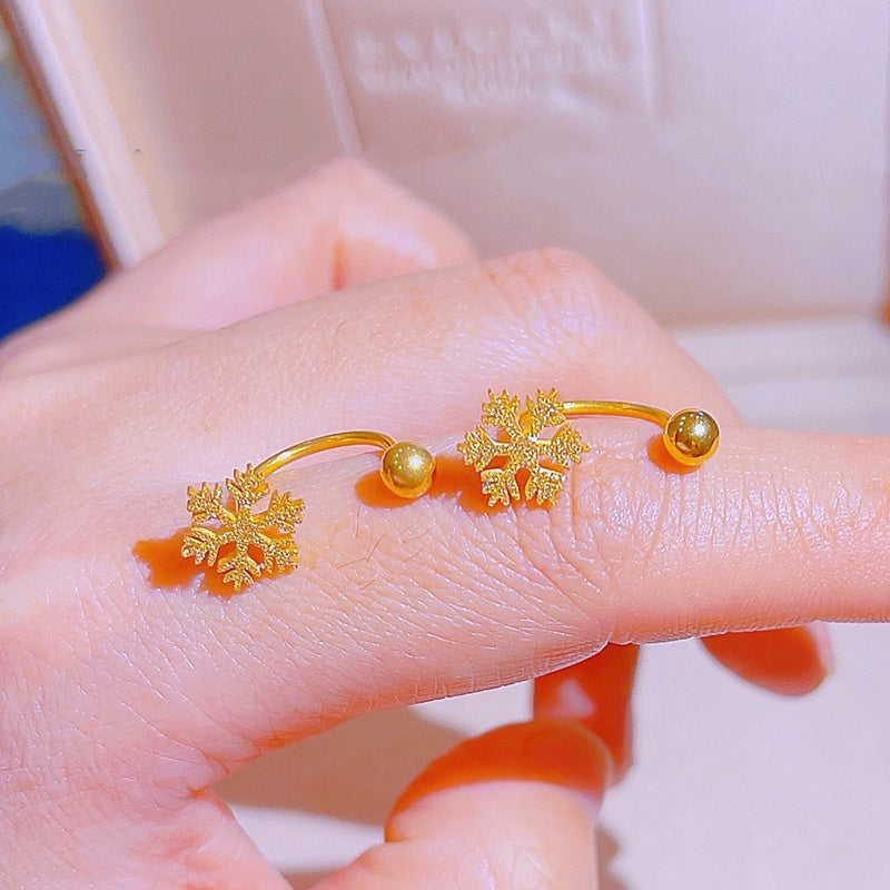 Anting Salju Emas untuk Wanita – Perhiasan Stainless Steel Hipoalergenik - 我的商店
