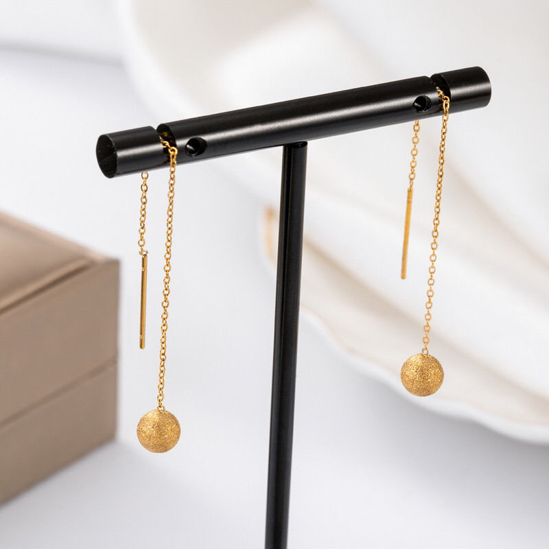 Anting untuk Wanita - Bead Frosted Gantung Stainless Steel Hypoallergenic | Perhiasan Elegan - 我的商店