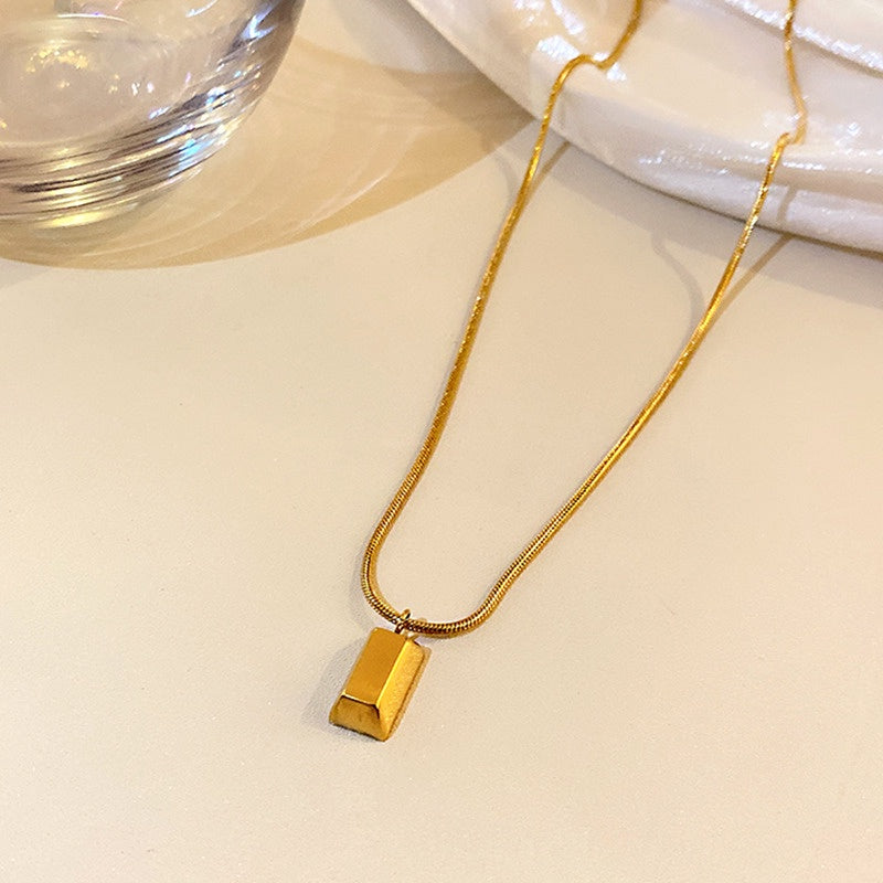 Kalung 18k Gold Nugget untuk Wanita - Rantai Klavikula Stainless Steel Anti Karat | Perhiasan Elegan dan Tahan Lama - 我的商店