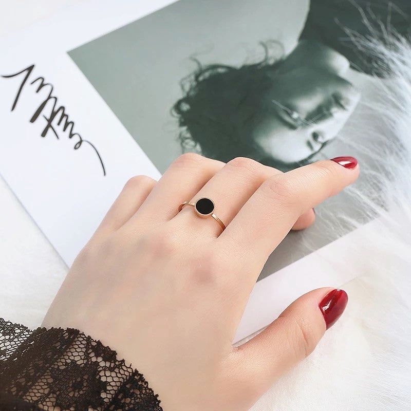 Cincin Wanita Stainless Steel - Lapis Emas, Tidak Kusam & Tidak Pudar, Elegan & Trendi! - 我的商店