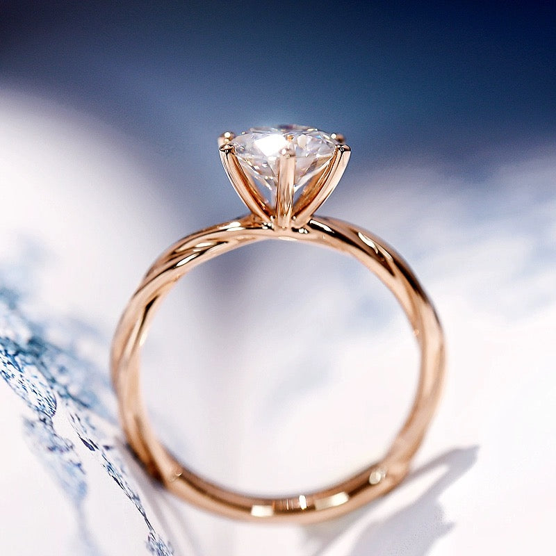 Cincin Janji Lapisan Emas 24k untuk Wanita - Stainless Steel | Perhiasan Hadiah Pertunangan Elegan - 我的商店