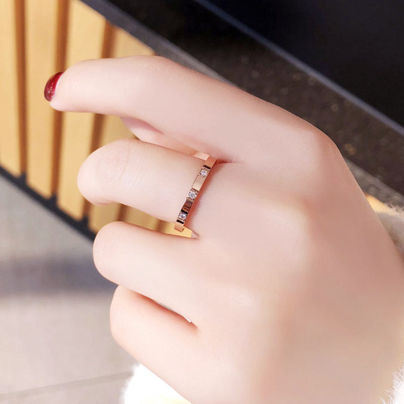 Cincin Mini untuk Wanita - Stainless Steel Lapisan Emas 18k | Aksesoris Pasangan Murah dan Elegan - 我的商店