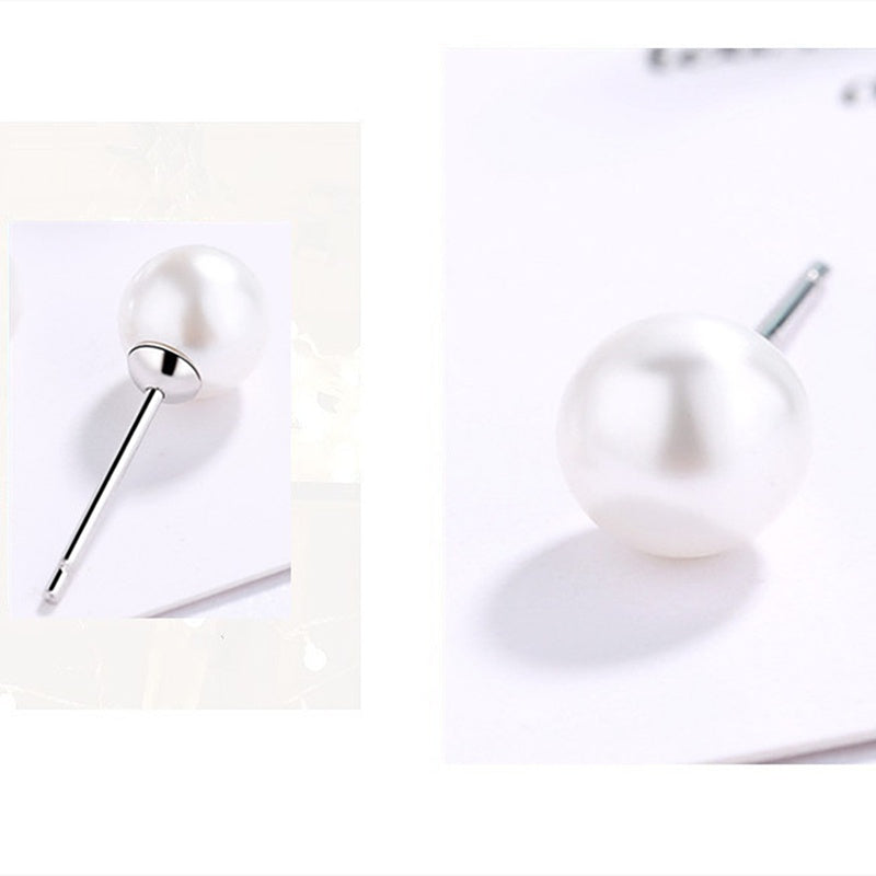 Anting Pearl Stud Wanita - Desain Minimalis Gaya Korea, Perak Berkualitas - 我的商店