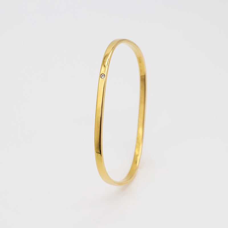 Gelang Wanita Vintage Minimalis - Stainless Steel Lapis Emas 18K Anti Kusam, Aksesoris Fashion Elegan - 我的商店