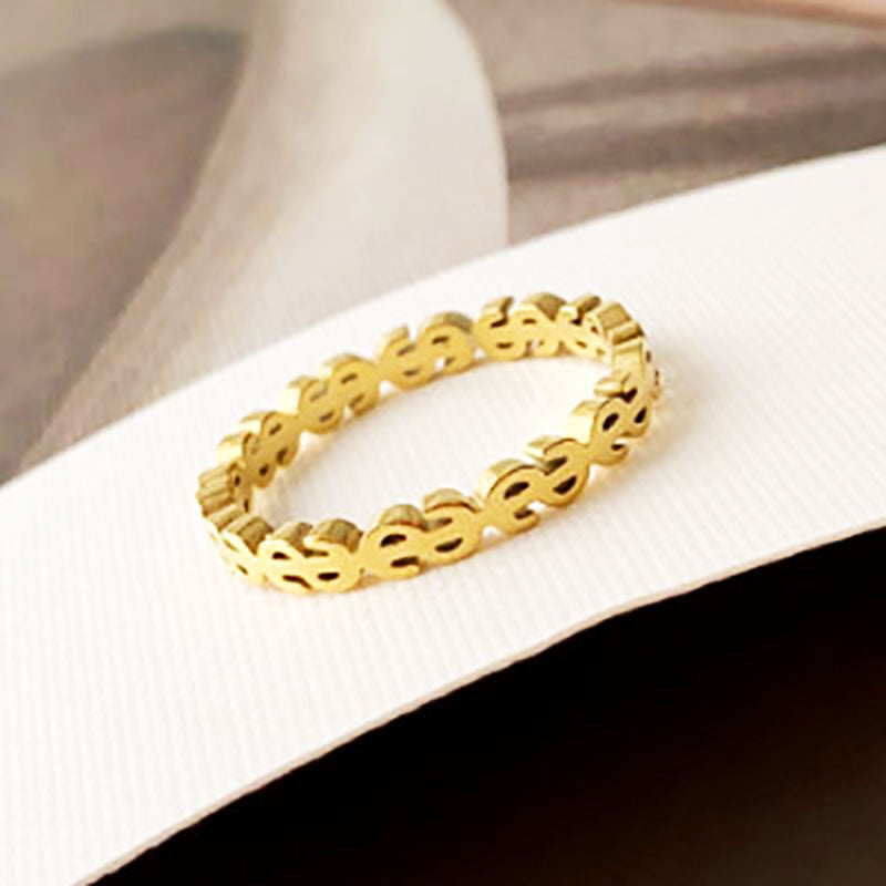 Cincin Money Catcher untuk Wanita - 18k Emas Stainless Steel Anti Pudar | Aksesoris Fashion Elegan - 我的商店