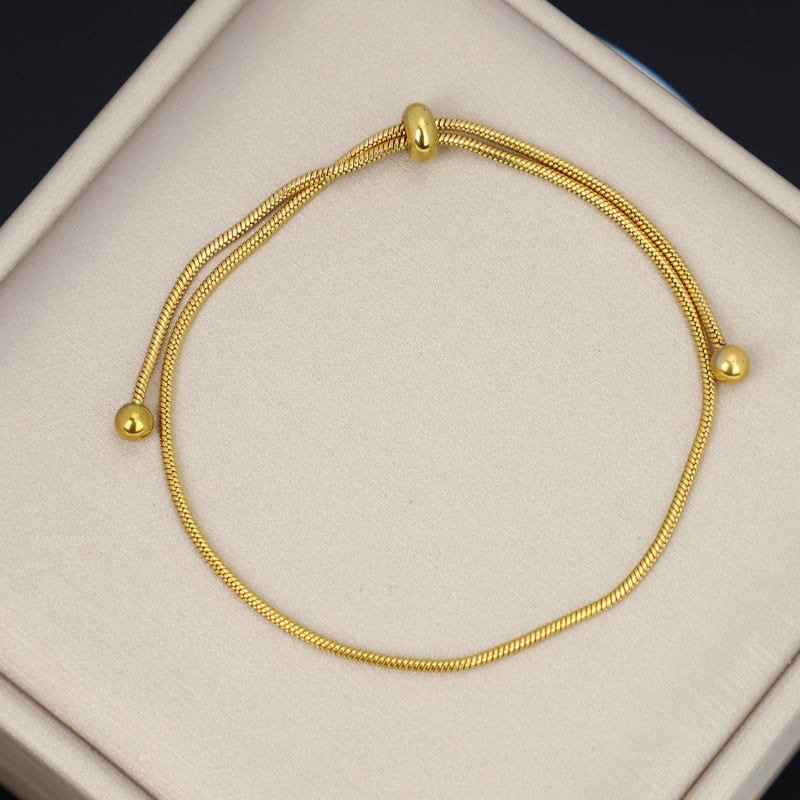 Gelang Wanita Stainless Steel Lapis Emas 18K - Minimalis, Elegan & Awet! - 我的商店