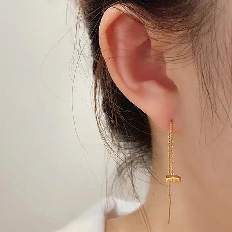 Anting Heart Ear Line Lapis Emas 18K - Hypoallergenic & Anti Karat untuk Wanita - 我的商店