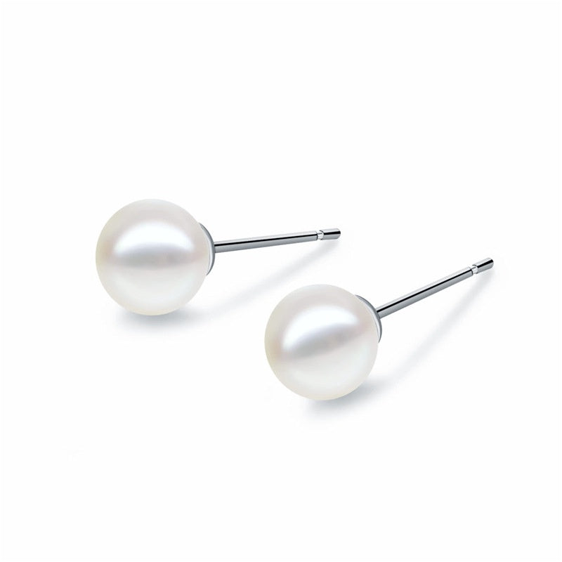 Anting Pearl Stud Wanita - Desain Minimalis Gaya Korea, Perak Berkualitas - 我的商店