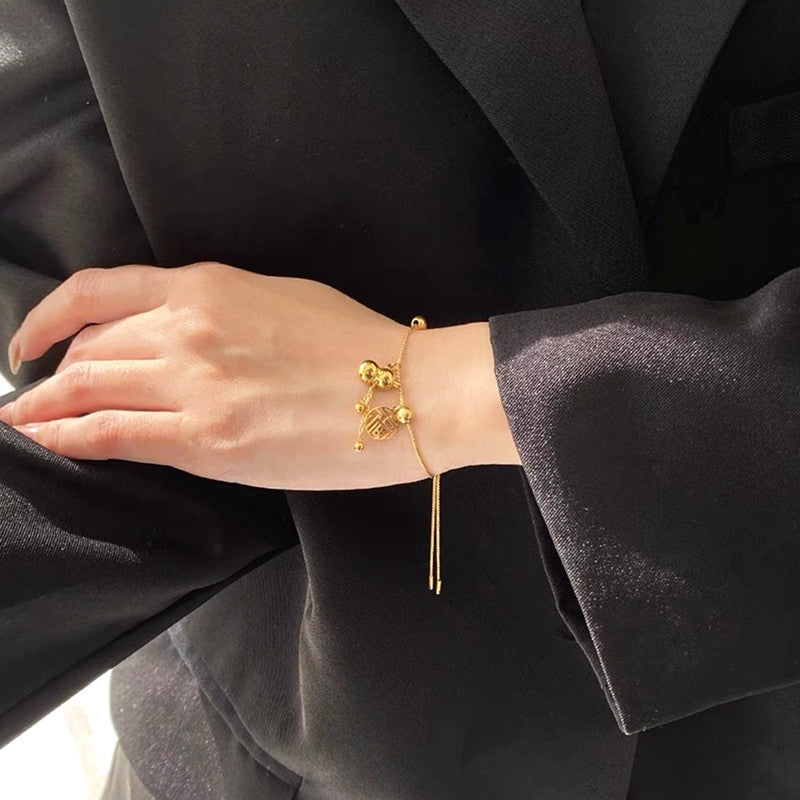 Gelang FU Labu Wanita - Stainless Steel Emas Anti Kusam, Aksesori Pembawa Hoki - 我的商店