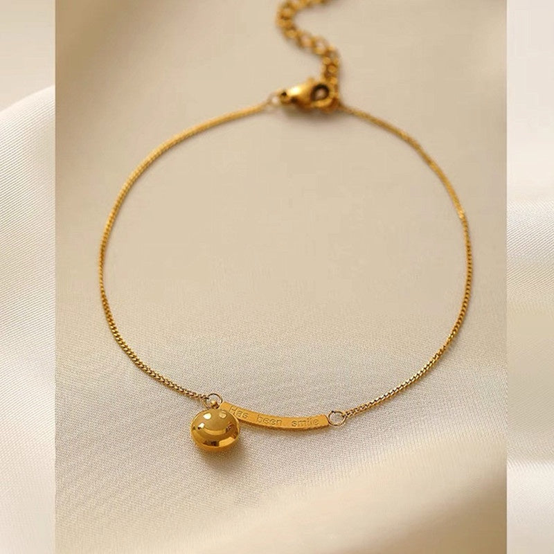 Gelang Kaki Senyum untuk Wanita – Perhiasan Vintage Stainless Steel Anti Karat - 我的商店