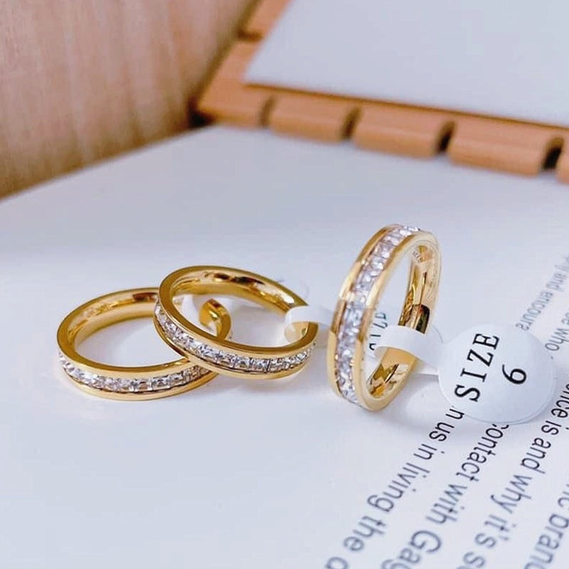 Cincin Berlian Emas untuk Wanita - Vintage Anti Pudar | Perhiasan Hadiah Elegan - 我的商店