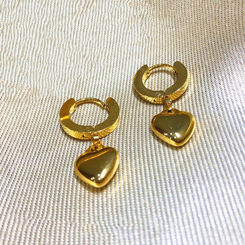 Hikaw Emas 18K Anti Pudar - Lucky Ball Stainless Steel untuk Wanita | Anting Hypoallergenic & Tahan Lama - 我的商店
