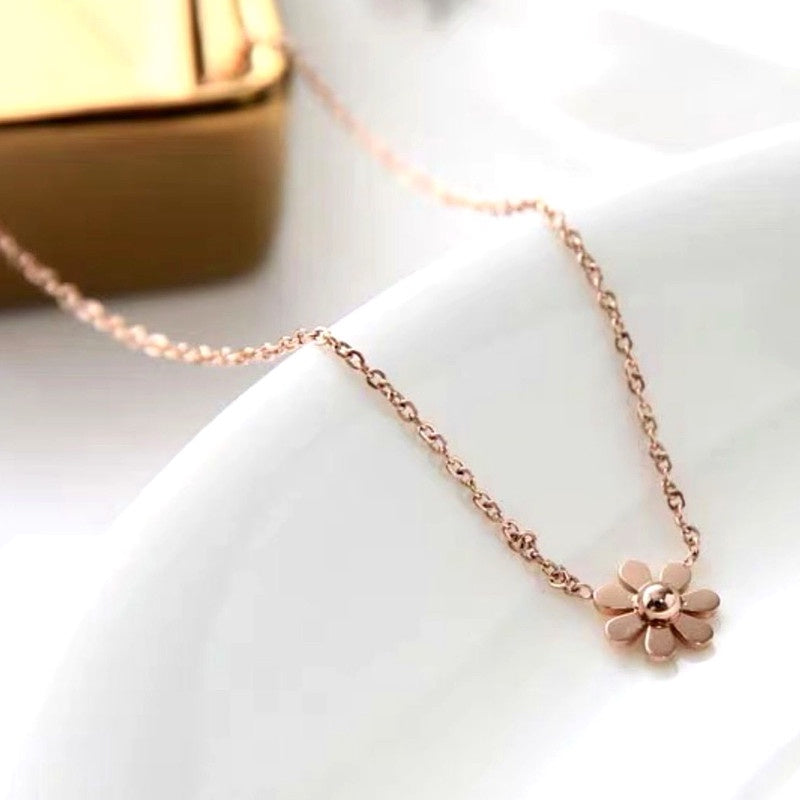 Kalung Choker Korean Daisy untuk Wanita - Pendant Bunga Emas Sederhana | Aksesoris Perhiasan Elegan - 我的商店