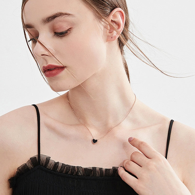 Kalung Choker Wanita Vintage - Warna Emas, Hitam & Merah, Stainless Steel Anti Kusam - 我的商店