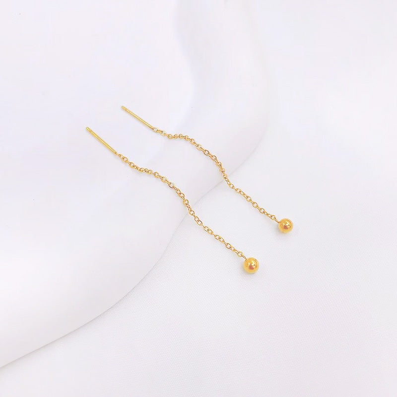 Anting untuk Wanita - Bead Frosted Gantung Stainless Steel Hypoallergenic | Perhiasan Elegan - 我的商店