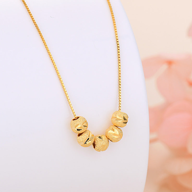 Kalung Lucky Beads Stainless Silver untuk Wanita - Rantai Emas Anti Pudar | Choker Perhiasan Elegan - 我的商店