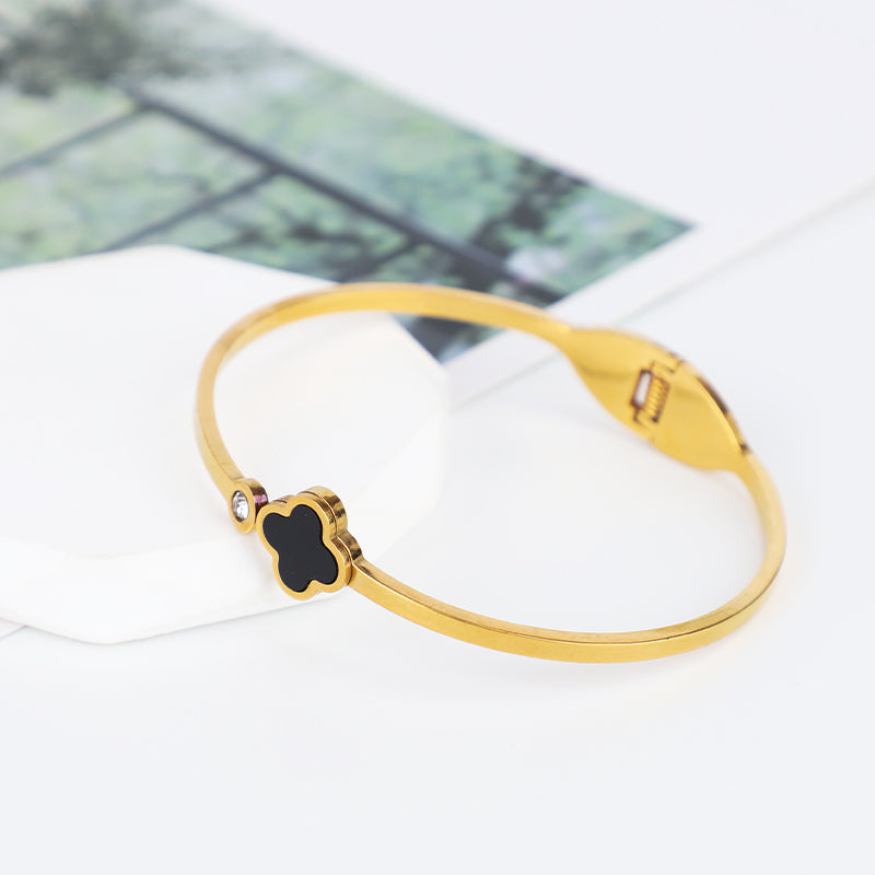 Wanita antik berkata kalung Four Leaf Clover  Liontin Berlian - Baja Tahan Karat Lapis Emas, tidak kusam, elegan dan modis! - 我的商店