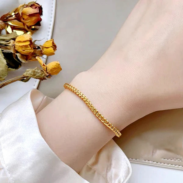 Gelang Wanita Klasik - Rantai Emas Stainless Steel Anti Kusam, Hadiah Elegan - 我的商店