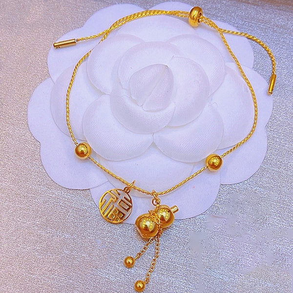 Gelang FU Labu Wanita - Stainless Steel Emas Anti Kusam, Aksesori Pembawa Hoki - 我的商店