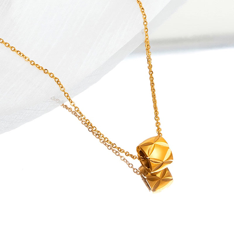 Kalung Fashion Korea dengan Manik-Manik untuk Wanita - Kwintas Pendant Stainless Steel | Aksesoris Perhiasan Trendi - 我的商店